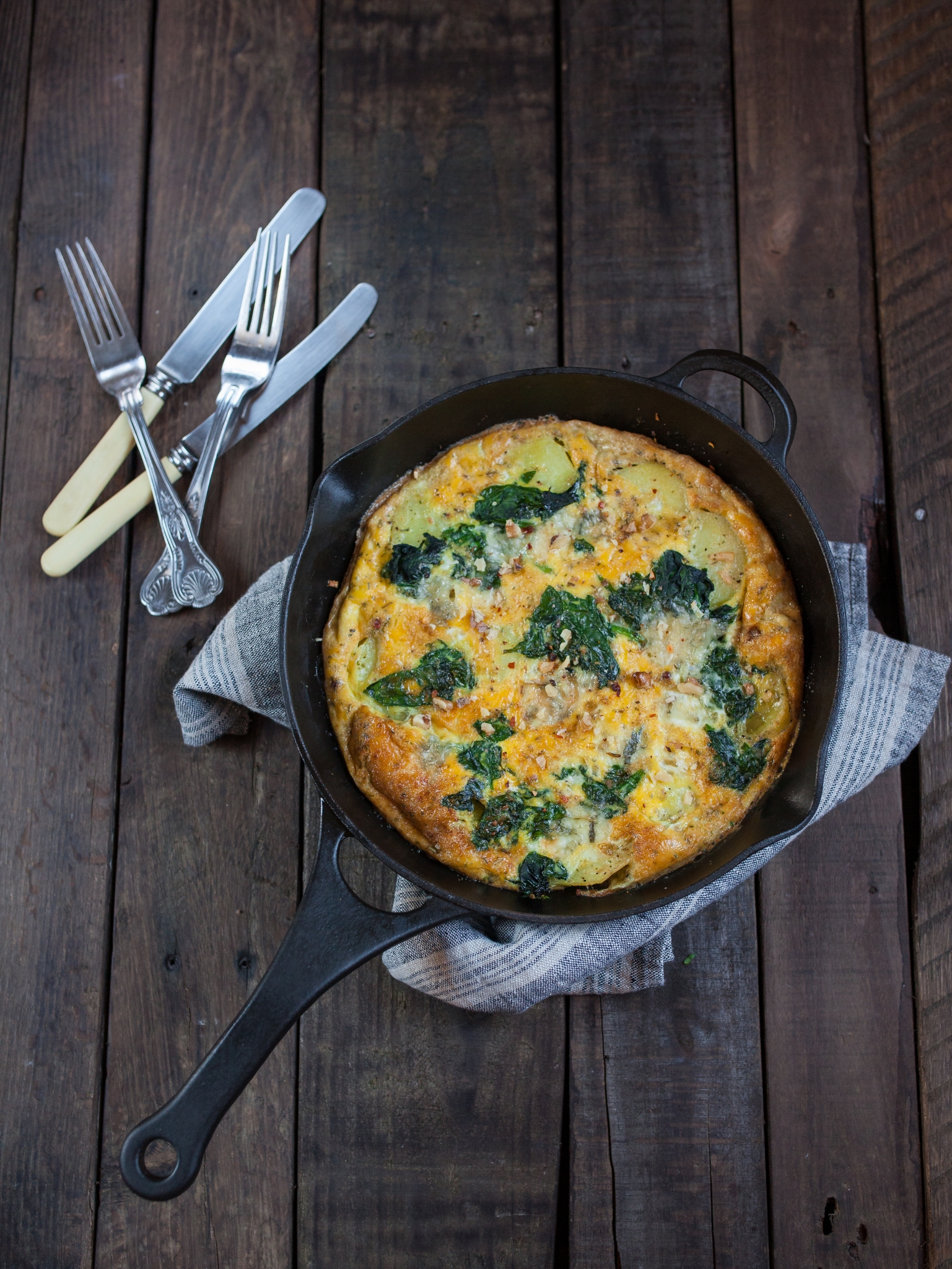 spinach, walnut + blue cheese frittata Forkful