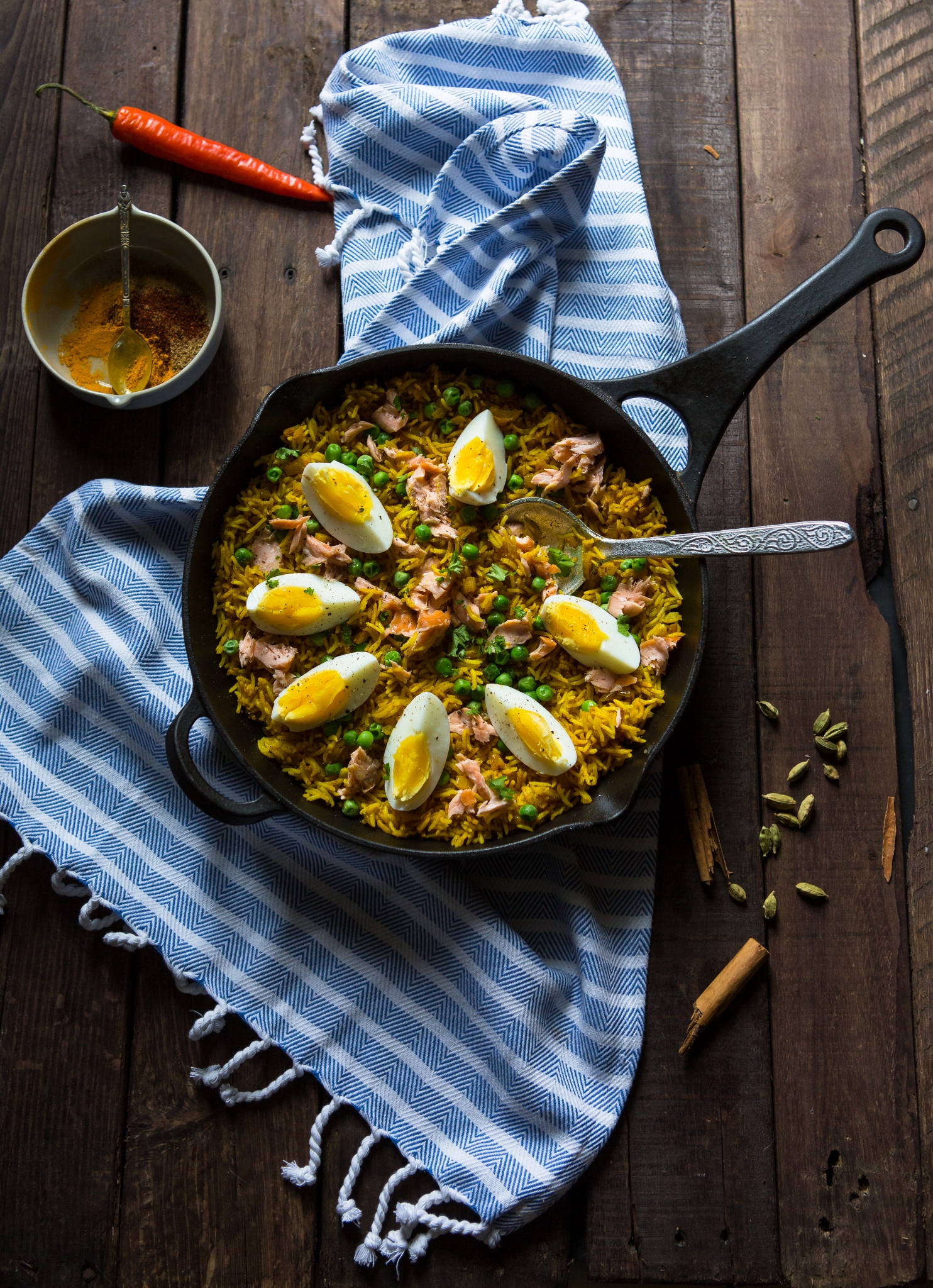 hot smoked salmon kedgeree Forkful