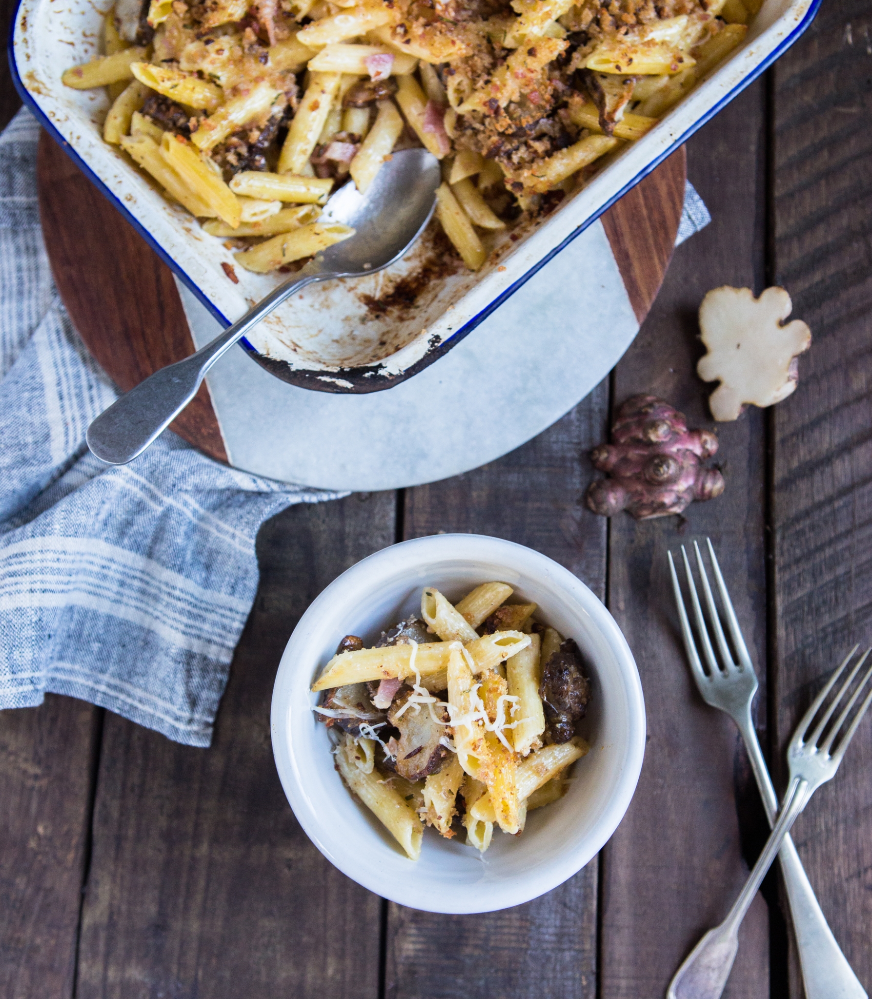 jerusalem artichoke pasta bake Forkful